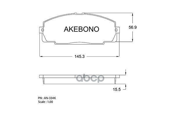 Колодки тормозные дисковые передние ПОДХОДЯТ ДЛЯ TOYOTA HIACE IV AN-334K Akebono арт. AN-334K