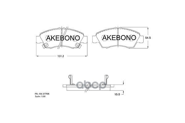 Колодки тормозные дисковые передние HONDA JAZZ III (GE,GG,GP) 08 AN-377WK Akebono арт. AN-377WK