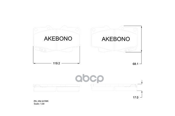Колодки тормозные дисковые AN-547WK Akebono арт. AN-547WK