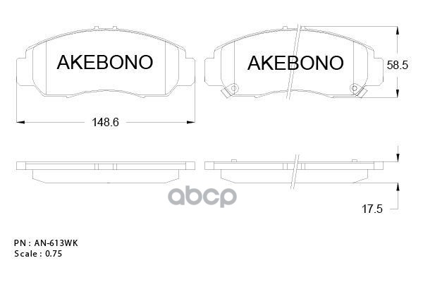 Колодки тормозные дисковые передние HONDA FR-V (BE) 04 AN-613WK Akebono арт. AN-613WK