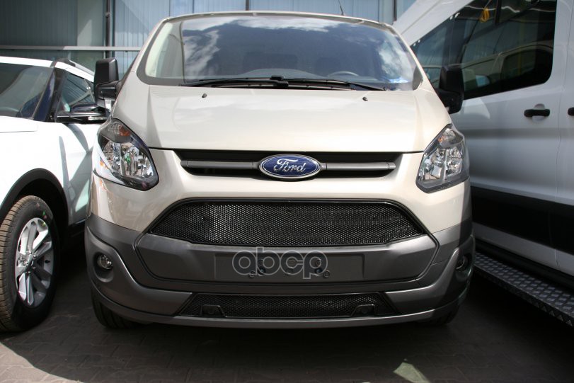 Сетка На Бампер Внешняя Для Ford Tourneo Custom 2014-2017, 2 Шт., Черн., 15 Мм, Для Автомобилей С Передним Парктроником / Фор...