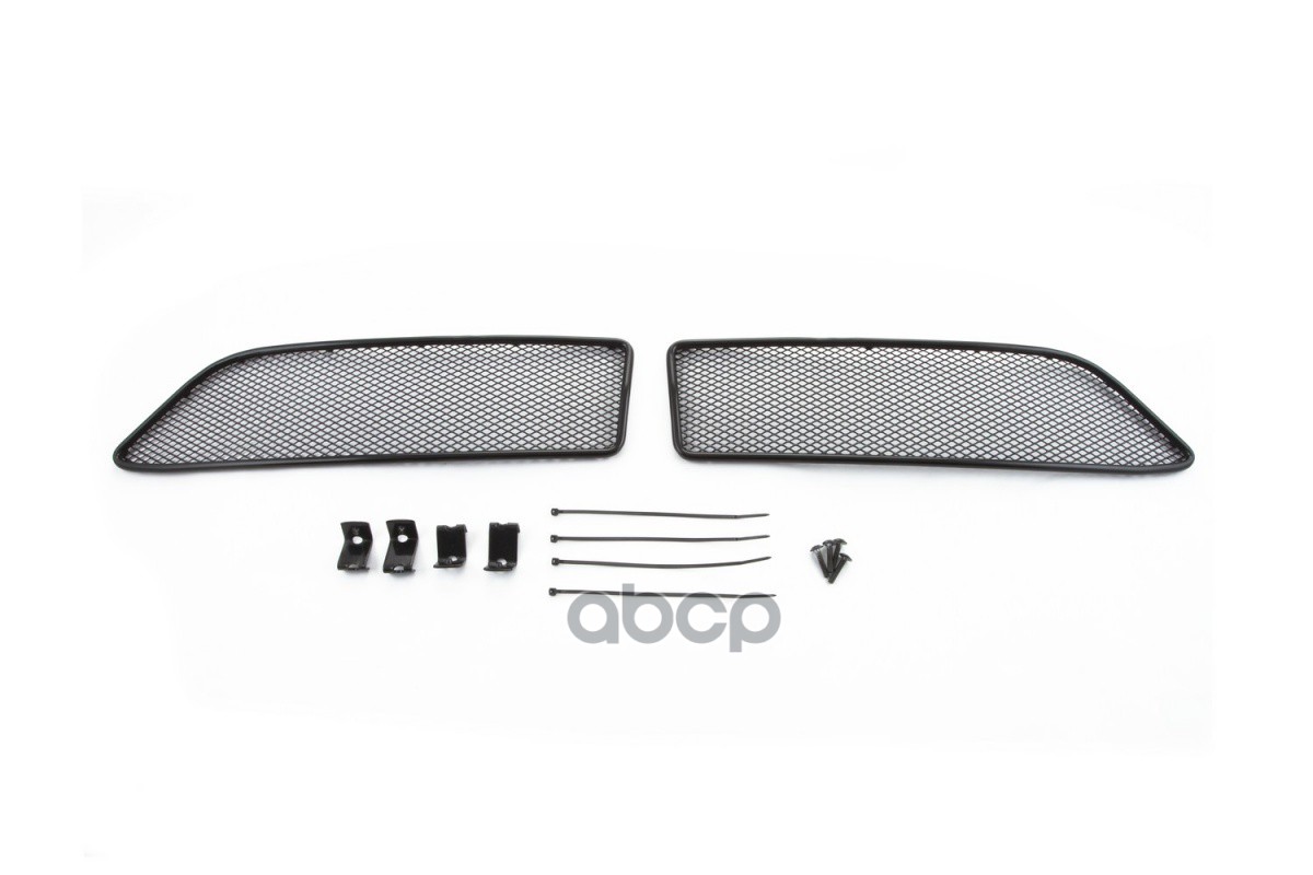 Сетка На Бампер Внешняя Для Hyundai Santa Fe Premium 2015-2018, 2 Шт., Черн., 10 Мм, Для Автомобилей С Адаптивным Круиз-Контр...