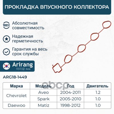 Прокладка впускного коллектора Arirang арт. ARG181449