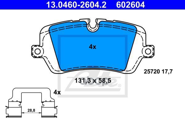 Тормозные колодки задние ПОДХОДИТ ДЛЯ LAND ROVER Rage Rover 12- 13.0460-2604.2 Ate арт. 13.0460-2604.2