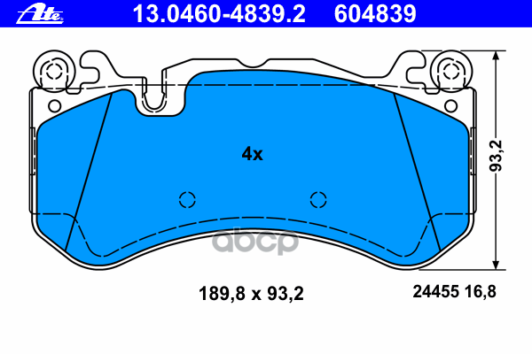 Колодки Передние Mb W204/W211/Ml(W166)/Gl(X166) All Amg Ate 13.0460-4839.2 Ate арт. 13.0460-4839.2