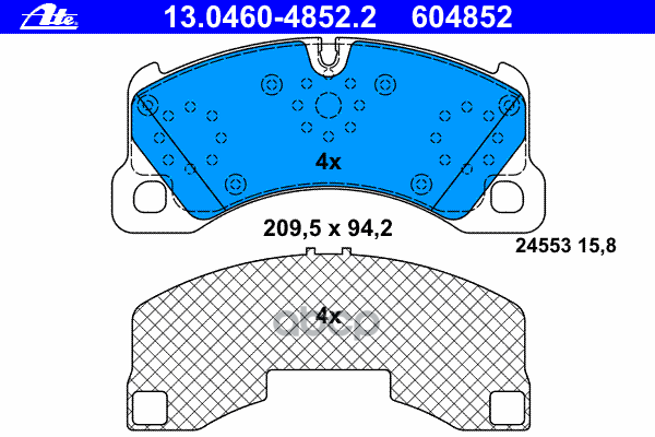 Колодки передние PORSCHE Cayenne/VW Touareg II 2010-> ATE 13.0460-4852.2 Ate арт. 13.0460-4852.2