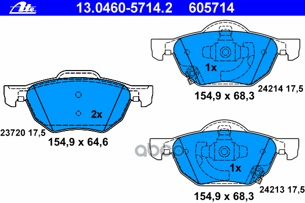 Колодки тормозные передние ATE 13.0460-5714.2 Ate арт. 13.0460-5714.2