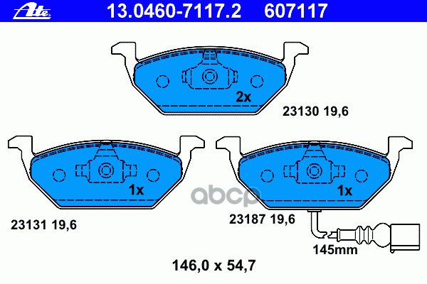 Колодки тормозные передние ATE 13.0460-7117.2 Ate арт. 13.0460-7117.2