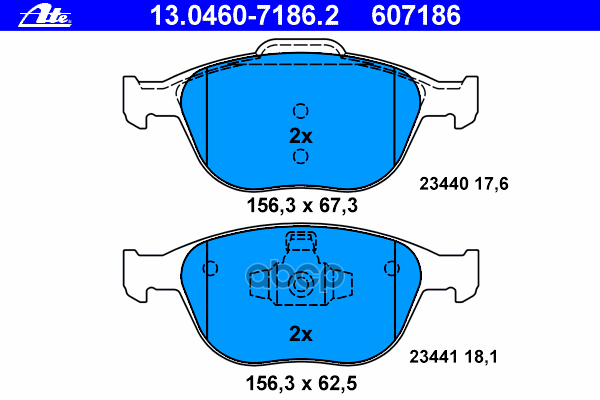 Колодки тормозные передние ATE 13.0460-7186.2 Ate арт. 13.0460-7186.2