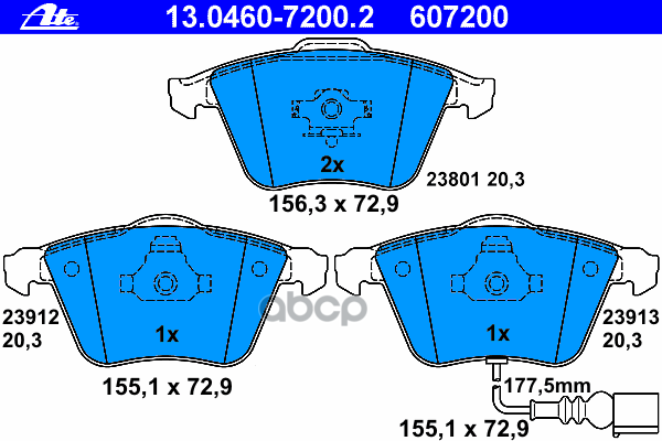 Комплект Тормозных Колодок 13.0460-7200.2 Ate арт. 13.0460-7200.2