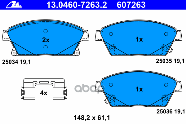 Колодки Тормозные Дисковые Передн, Chevrolet: Cruze 1.4/1.6/1.7 D/1.8/1.8 Lpg/2.0 Cdi 09- Ate арт. 13.0460-7263.2
