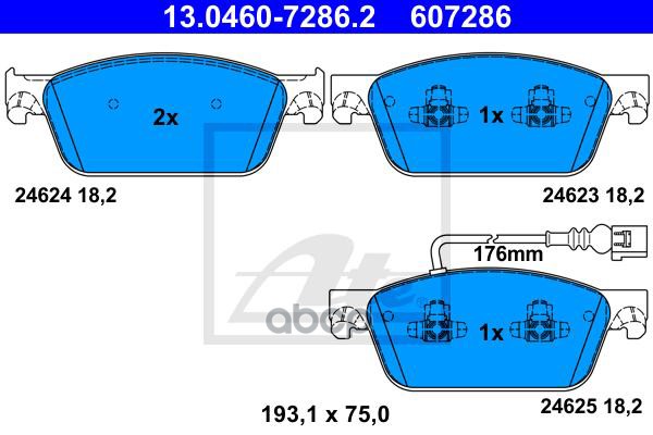 Колодки Тормозные Дисковые Передн, Vw: Transporter (T5) (Bus/Multivan/Box) 03- Ate арт. 13.0460-7286.2