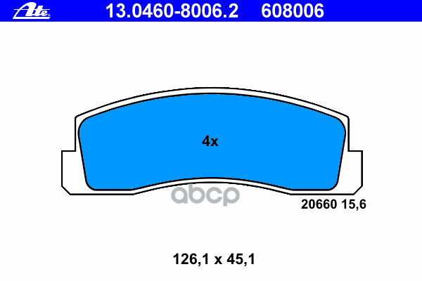Колодки Передние Ваз 2121 Lada Niva 4X4 Ate 13.0460-8006.2 Ate арт. 13.0460-8006.2