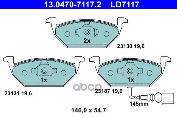 Комплект тормозных колодок ATE Ceramic 13.0470-7117.2 Ate арт. 13.0470-7117.2
