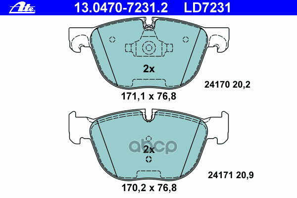Колодки передние (ATE Ceramic) BMW X5 III (F15)/X6 II (F16) ATE 13.0470-7231.2 Ate арт. 13.0470-7231.2