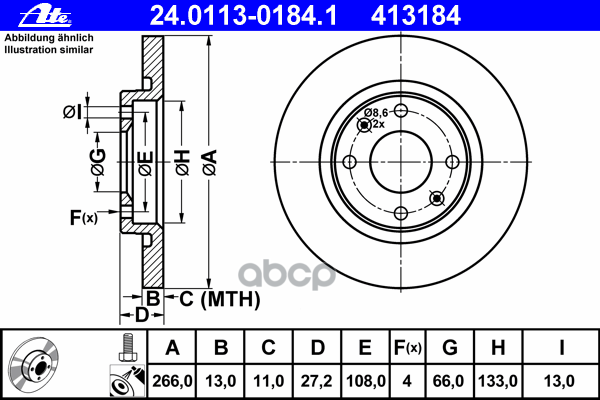 Диск Тормозной Передн, Citroen: Berlingo 1.1 I/1.4 Gnc/1.4 Hybrid/1.4 I/Electric 96-, Berlingo Фургон 1.1 I/1.4 I 96-, C-Elys...
