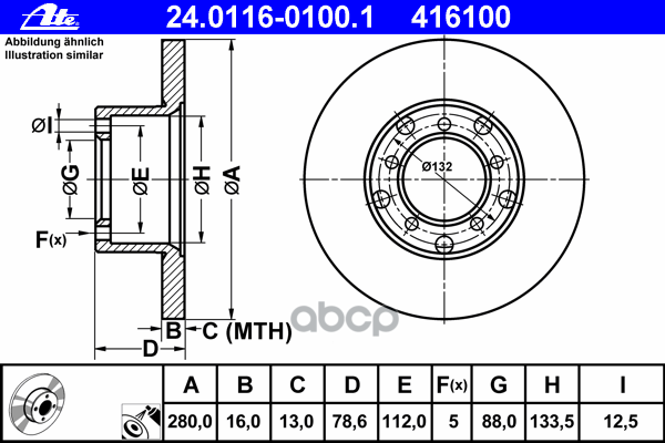 Диск Тормозной Передн, Mercedes-Benz: T1 C Бортовой Платформой 207 D 2.4/208 D 2.3/209 D 2.9/210 2.3/210 D 2.8/210 D 2.9 77-9...