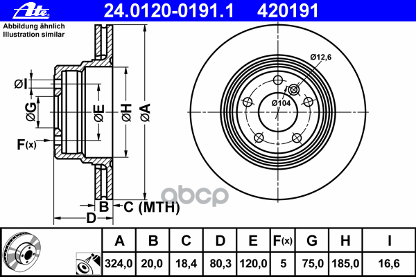 Диск Тормозной Задн, Bmw: X5 4.4 I/4.6 Is/4.8 Is 00- Ate арт. 24.0120-0191.1
