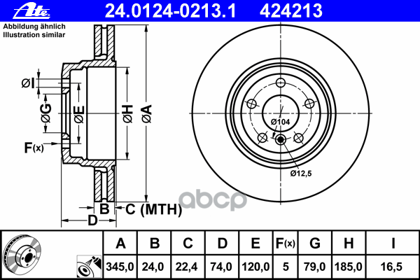 Диск Тормозной Задн, Bmw: 7 730 Ld/730 D/740 I,Li/750 I,Li 01- Ate арт. 24.0124-0213.1