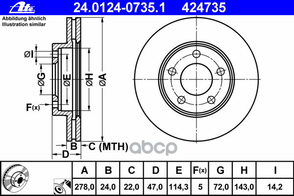 Диск Тормозной Передн, Ford: Maverick 2.0 16V/2.3 16V/3.0 V6 24V 01-  Mazda: Tribute 2.0/2.0 4Wd/3.0 V6 24V 4Wd 00-08 Ate арт...