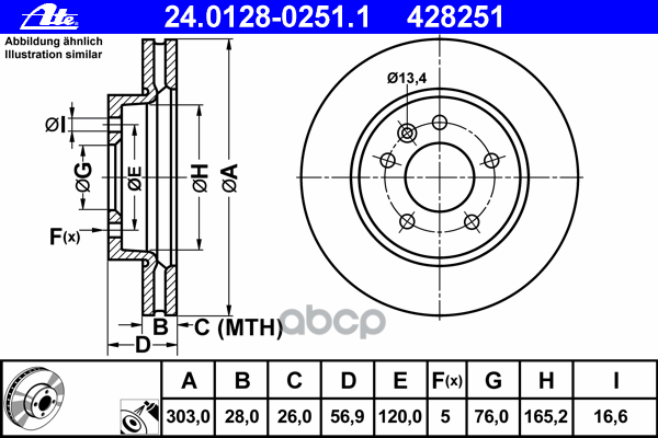 Диск Тормозной Передн, Vw: Amarok 2.0 Bitdi/2.0 Bitdi 4Motion/2.0 Tdi/2.0 Tdi 4Motion/2.0 Tsi 10- Ate арт. 24.0128-0251.1