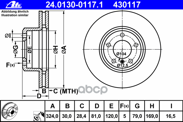Диск Тормозной Передн, Bmw: 7 730 D/730 I,Li/735 I,Li 01- Ate арт. 24.0130-0117.1