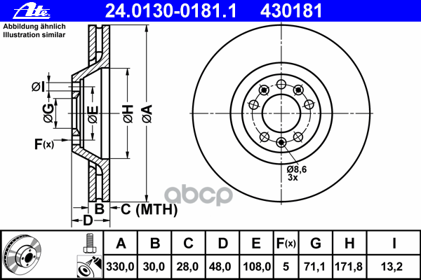 Диск Тормозной Передн, Citroen: C6 2.2 Hdi/2.7 Hdi/3.0 V6 05-  Peugeot: 407 2.2/2.2 16V/2.2 Hdi/2.2 Hdi 170/2.7 Hdi/3.0 04-, ...