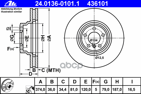 Диск Тормозной Передн, Bmw: 7 745 D 01- Ate арт. 24.0136-0101.1