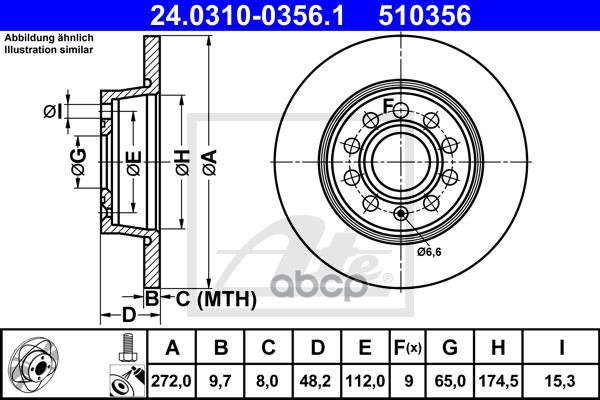 Диск Тормозной Задн, Power Disc, Audi: A1 10-, A3 03- Seat: Altea 04-, Leon 05- Skoda: Octavia 04-, Superb 08-, Yeti 09- Vw: ...