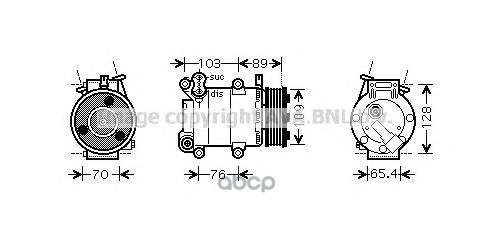 Компрессор Кондиционера Ford C-Max  Focus Ii  Iii  Volvo C30  S40  V50 Ava арт. fdak392