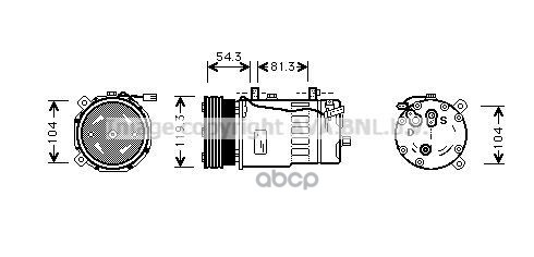 Компрессор кондиционера VW Caddy III  Caravelle T5  Multivan V  Transporter T5 Ava арт. vnak280
