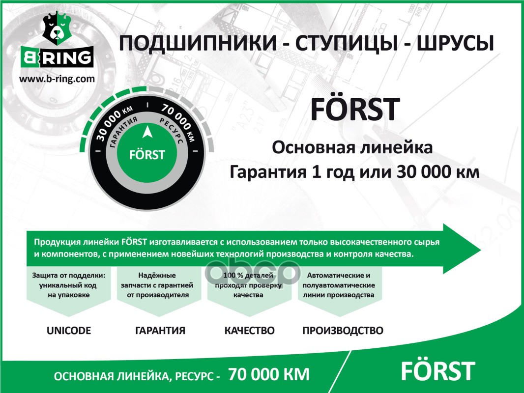 Ступица с подшип. в сборе VW Polo Sedan RUS (10-) (задн.) [d=120 с ABS] (BK4935) B-RING FORST B-RING арт. bk4935
