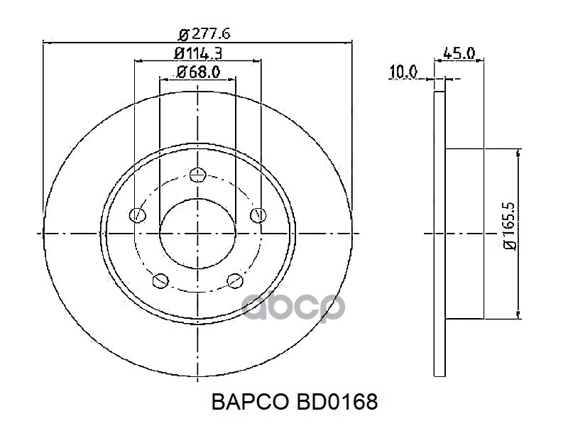 Тормозной Диск Невентилируемый Bapco Bd0168 BAPCO арт. BD0168