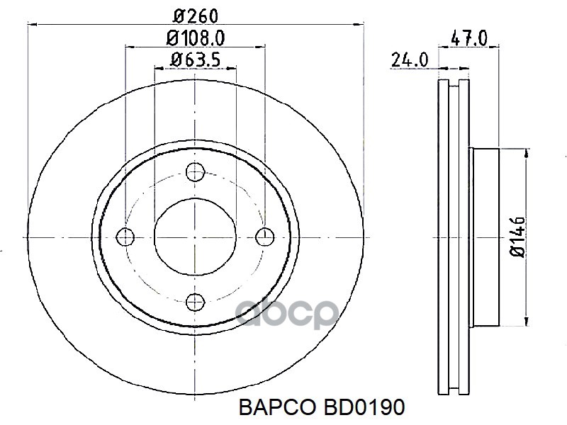 Диск Тормозной Передний,Вент, Bapco Bd0190 BAPCO арт. BD0190