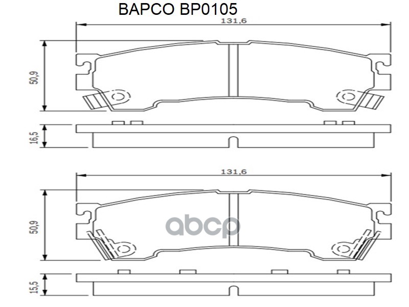 Колодки тормозные дисковые, комплект BP0105 BAPCO арт. BP0105
