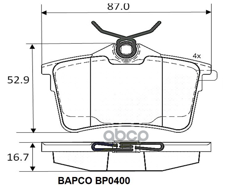 Колодки тормозные BP0400 BAPCO арт. BP0400