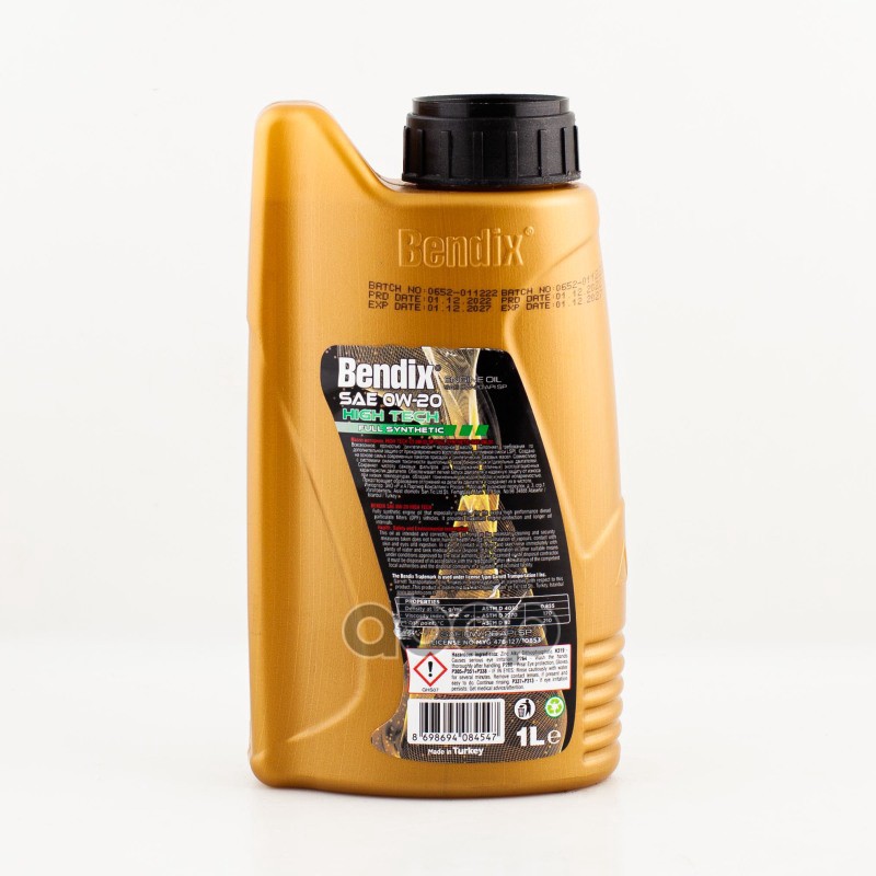 BENDIX Масло Моторное 1Л.  Синтетика Bendix High Tech 0W-20 Acea C5 Api Sp Vw 508.00/509.00 Porsche C20 Mb