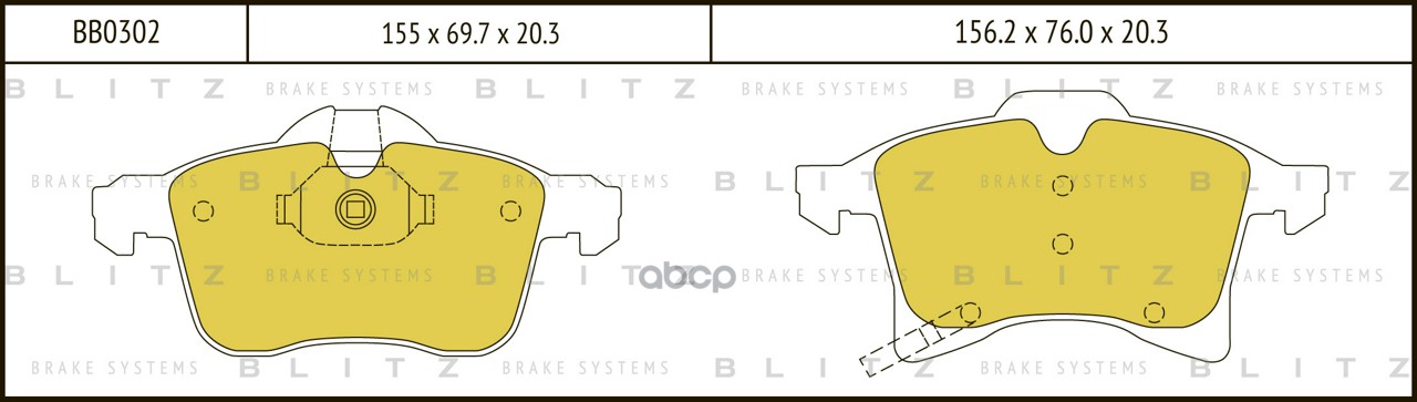 Колодки тормозные дисковые передние OPEL Astra/Corsa/Meriva/Zafira 01- BB0302 Blitz арт. BB0302