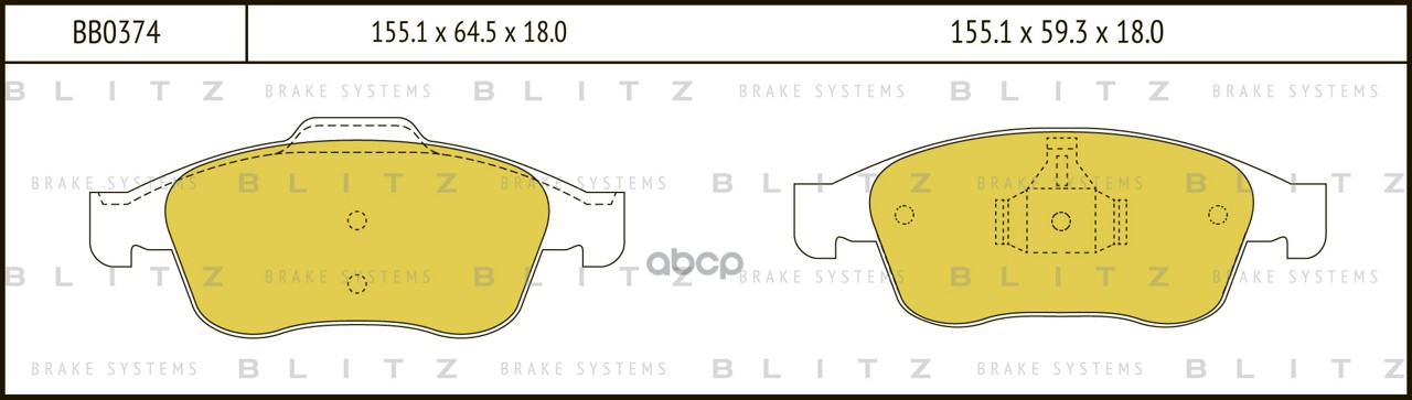 Колодки тормозные дисковые передние RENAULT Fluence/Grand Scenic/Megane/Scenic 10-DACIA Duster 10- BB0374 Blitz арт. BB0374