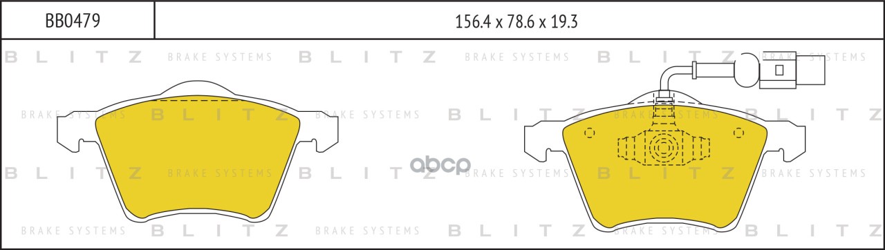 Колодки тормозные дисковые передние VW Transporter 96- BB0479 Blitz арт. BB0479