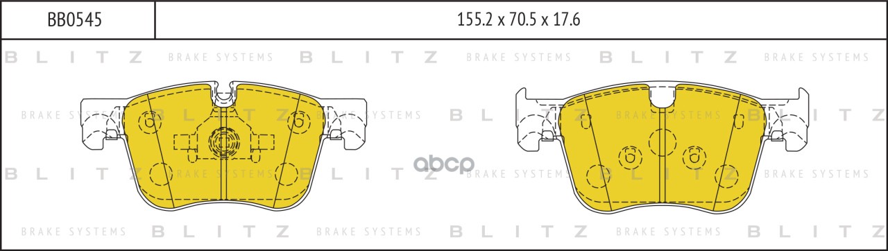 Колодки тормозные дисковые передние PEUGEOT 3008 16- BB0545 Blitz арт. BB0545