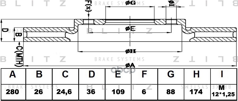 Диск Тормозной | Перед | Blitz арт. BS0121