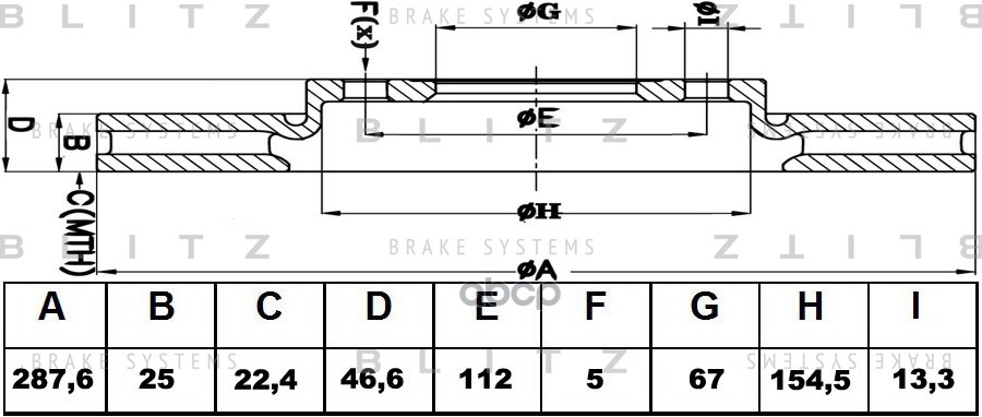 Диск тормозной передний вентилируемый MERCEDES W202/210 95- BS0136 Blitz арт. BS0136