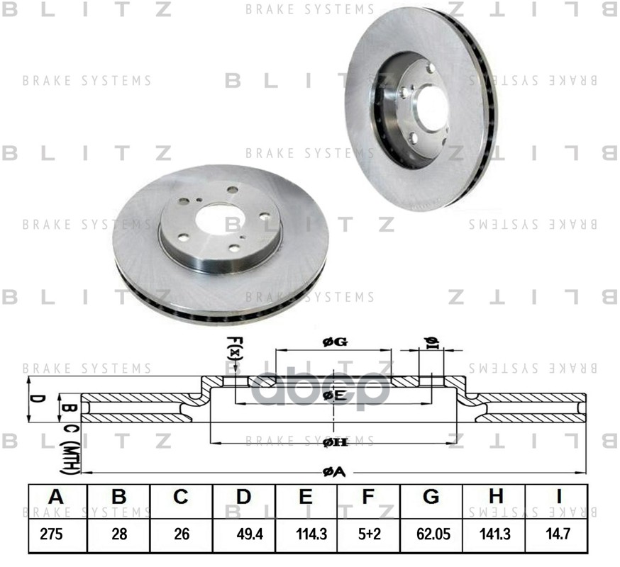 Диск тормозной передний вентилируемый TOYOTA Avensis Verso/Camry/Previa 92- BS0137 Blitz арт. BS0137