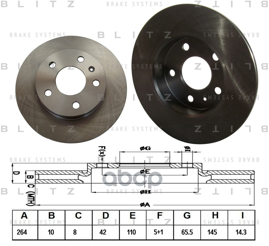 Диск тормозной задний OPEL Astra/Zafira 98- BS0159 Blitz арт. BS0159