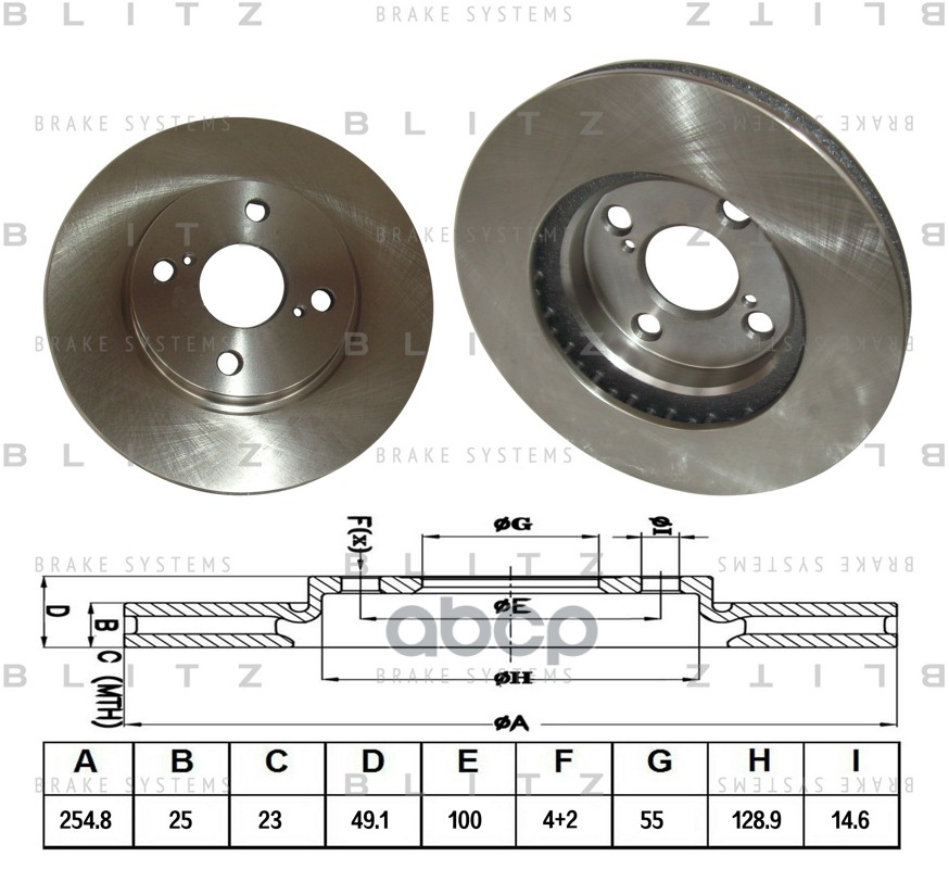 Диск тормозной передний вентилируемый TOYOTA Corolla 02- BS0180 Blitz арт. BS0180