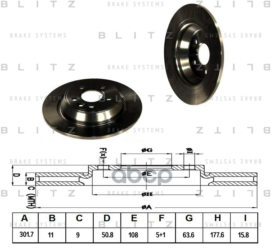 Диск тормозной задний FORD Galaxy/Kuga/Mondeo/S-Max 06- BS0224 Blitz арт. BS0224