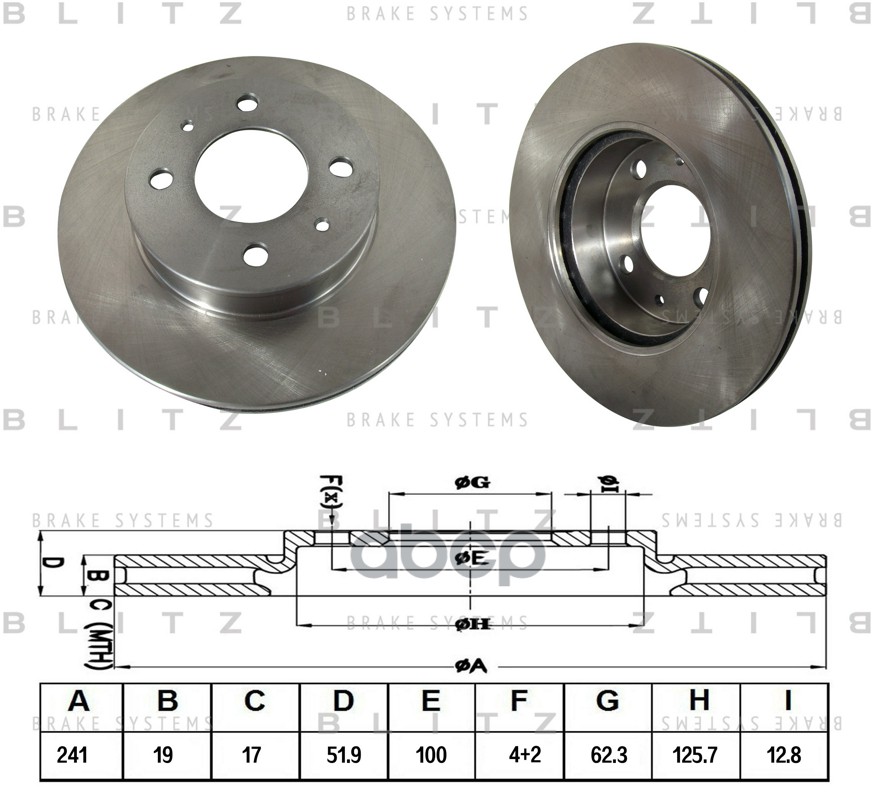 Диск тормозной передний вентилируемый HYUNDAI Accent 00- BS0256 Blitz арт. BS0256