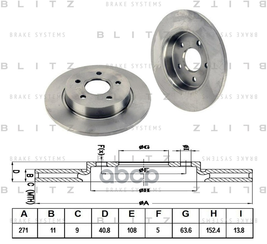 Диск тормозной задний FORD Focus 11- BS0331 Blitz арт. BS0331