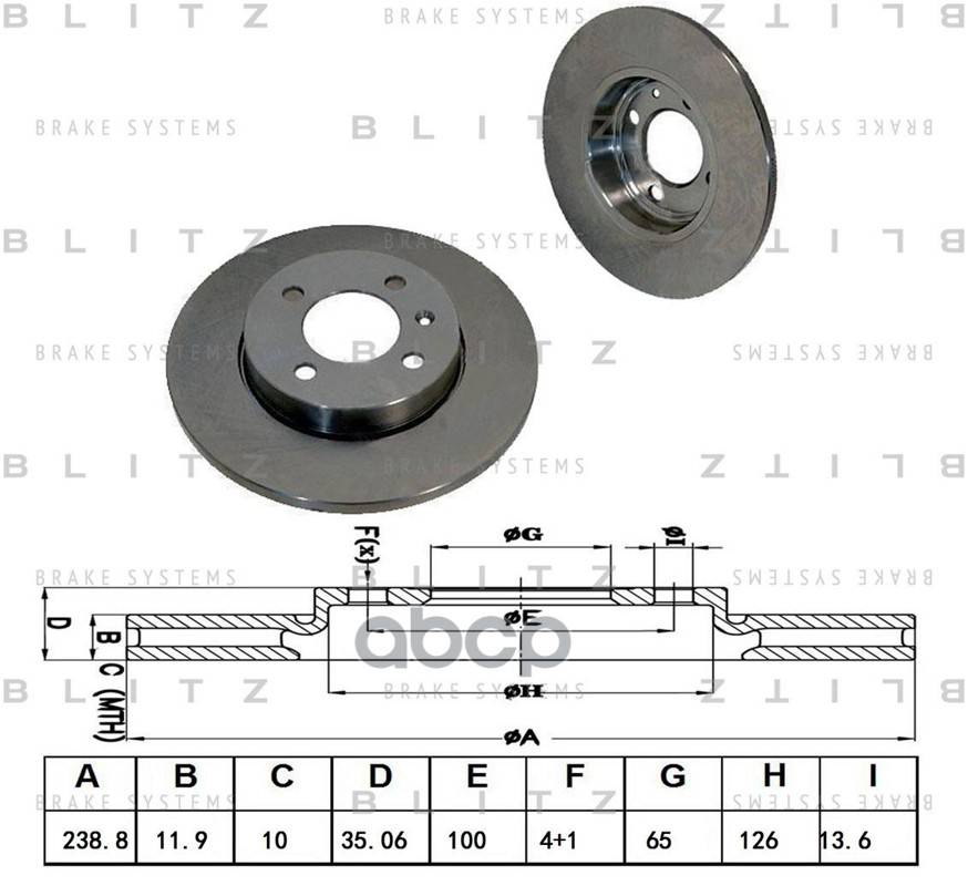 Диск тормозной передний VW Golf 83- BS0335 Blitz арт. BS0335